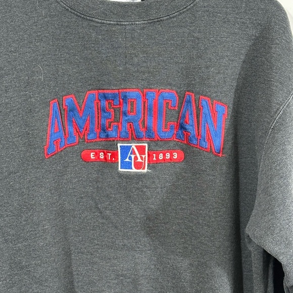 Champion American University Sweatshirt Large Gray Crewneck Collegiate Embroider - Picture 4 of 6
